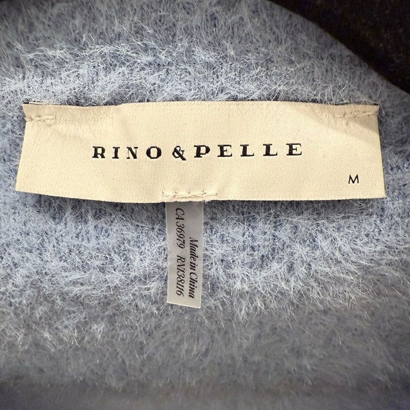 RINO & PELLE Bubbly Short Knitted Jacket In Light Blue Fuzzy Sweater Medium - Picture 11 of 11